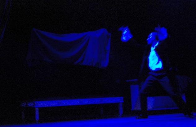 The Phantom Act.Brian Levitates Lola. From the show The Ghost of De Vilhena at Manoel Theatre, Valletta Malta 2009. Photo Ivan Pierre Vella